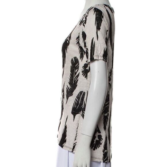 Vince Linen Plume Leaf Print Scoop Neck Tee - Picture 3 of 4